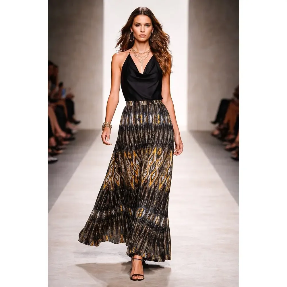 Dna Couture Maxi Skirt Womens Medium Dark Forest Boho Tribal Hippie Party Event